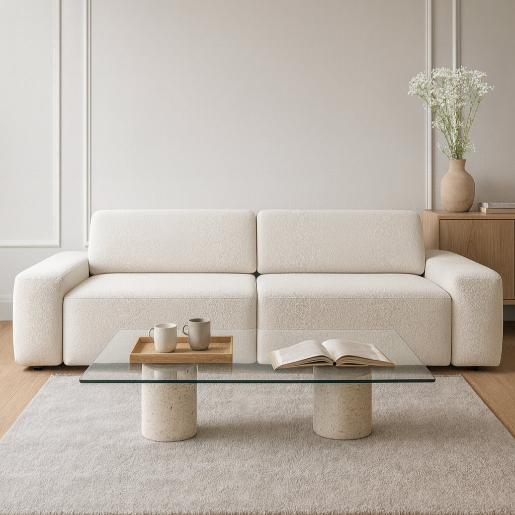 Sofa z funkcją spania 200x136 z pojemnikiem DL – bouclé Raven | Bamby