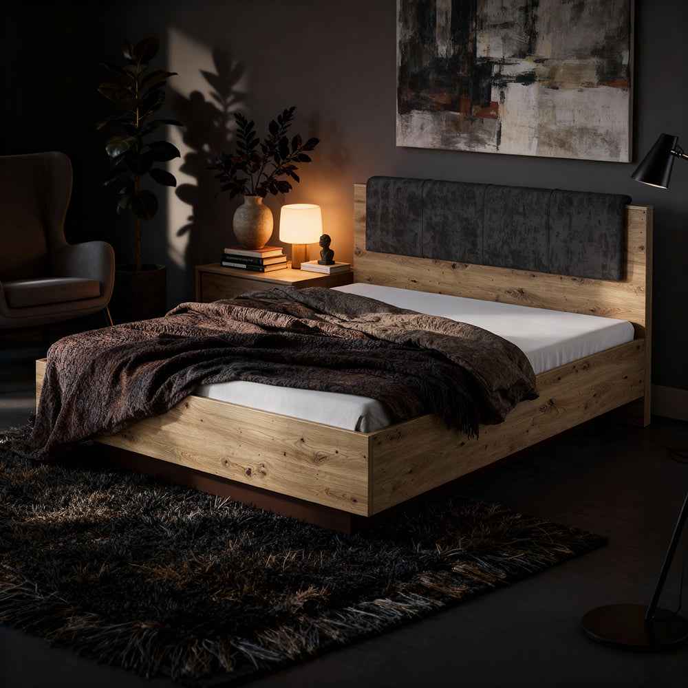 Łóżko tapicerowane z pojemnikiem 160x200 – tapicerowane wezgłowie, schowek na pościel | Armelia