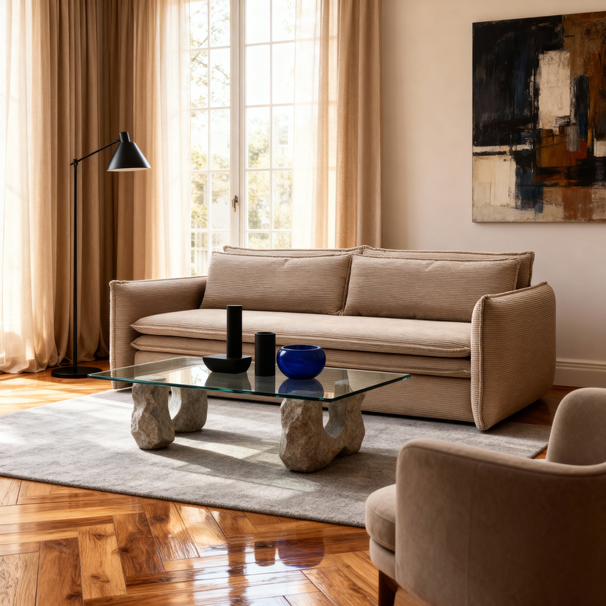 Sofa modułowa z funkcją spania 140x200 i pojemnikiem – sztruksowa, pet friendly | Lily