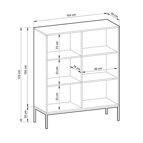 Komoda 104x125 w stylu nowoczesnym - ryflowane fronty MDF, metalowe nogi, cichy domyk | Roza