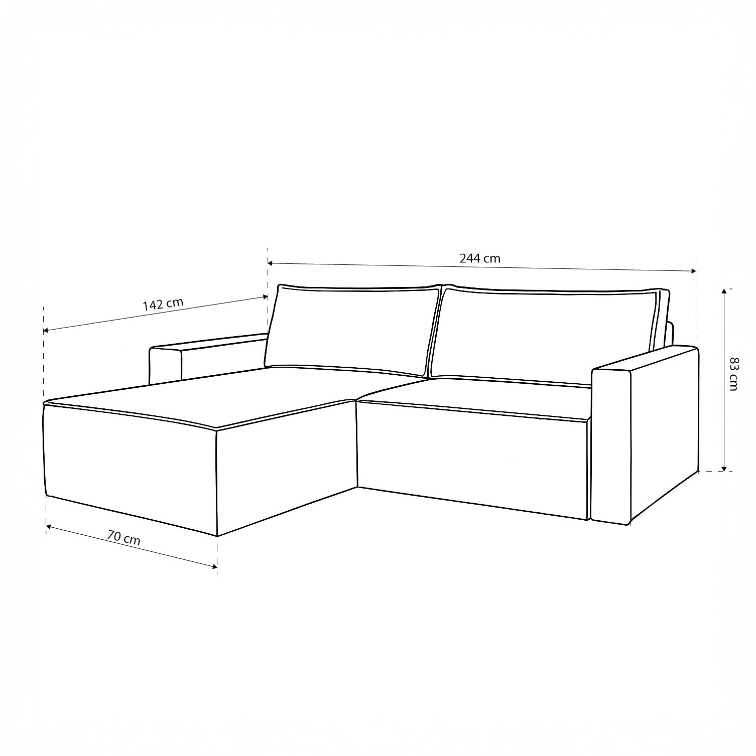 Narożnik uniwersalny z funkcją spania 3-osobowy 200x142–154 w stylu loft | Agi
