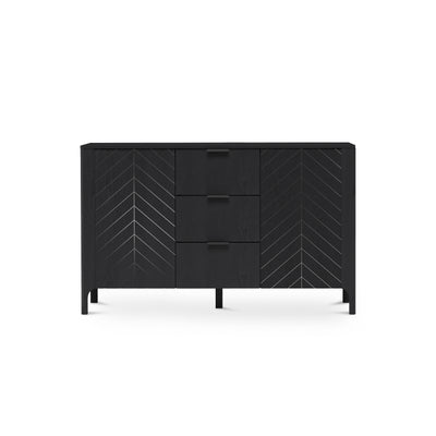 Komoda EKLIPSO 153x95 z frontami w jodełkę w stylu nowoczesnym – kolor Czarny | Pillovely