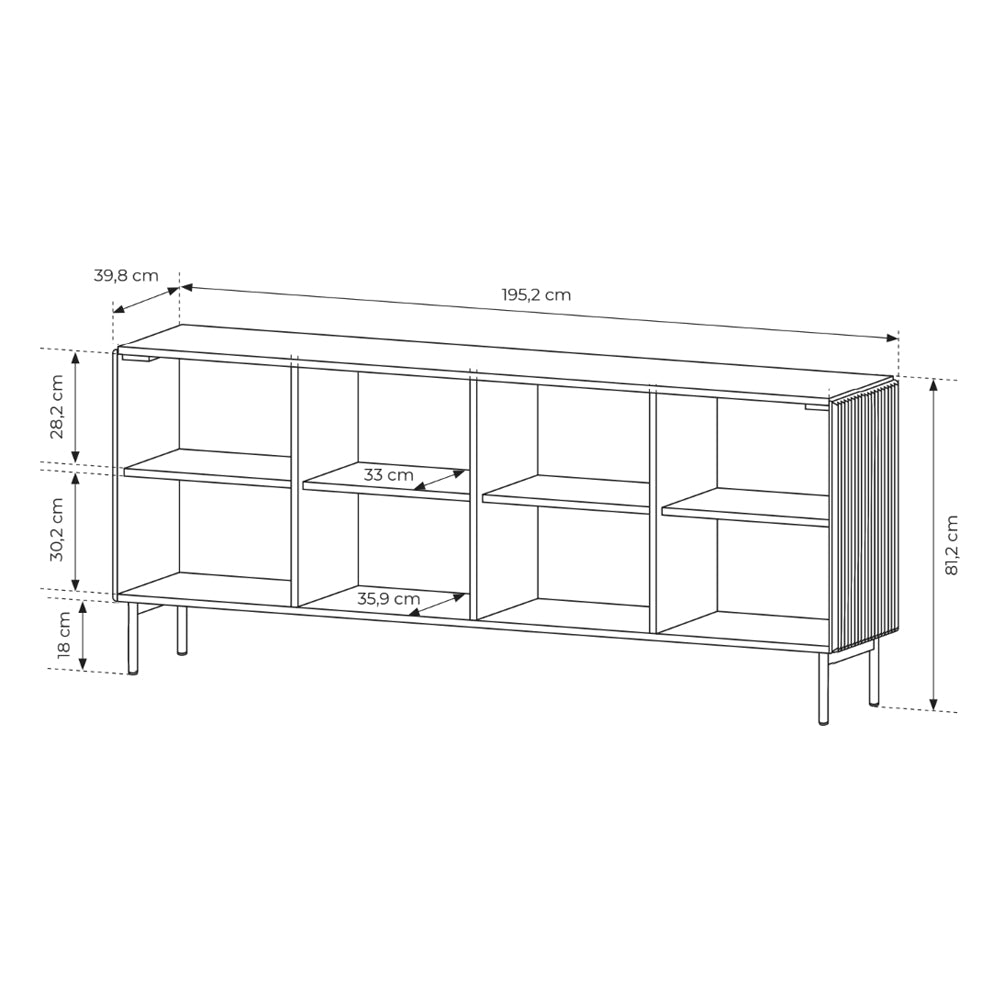 Komoda z drzwiami 195x81 w stylu nowoczesnym - kaszmir, push-to-open, 4 drzwi | MuzZI