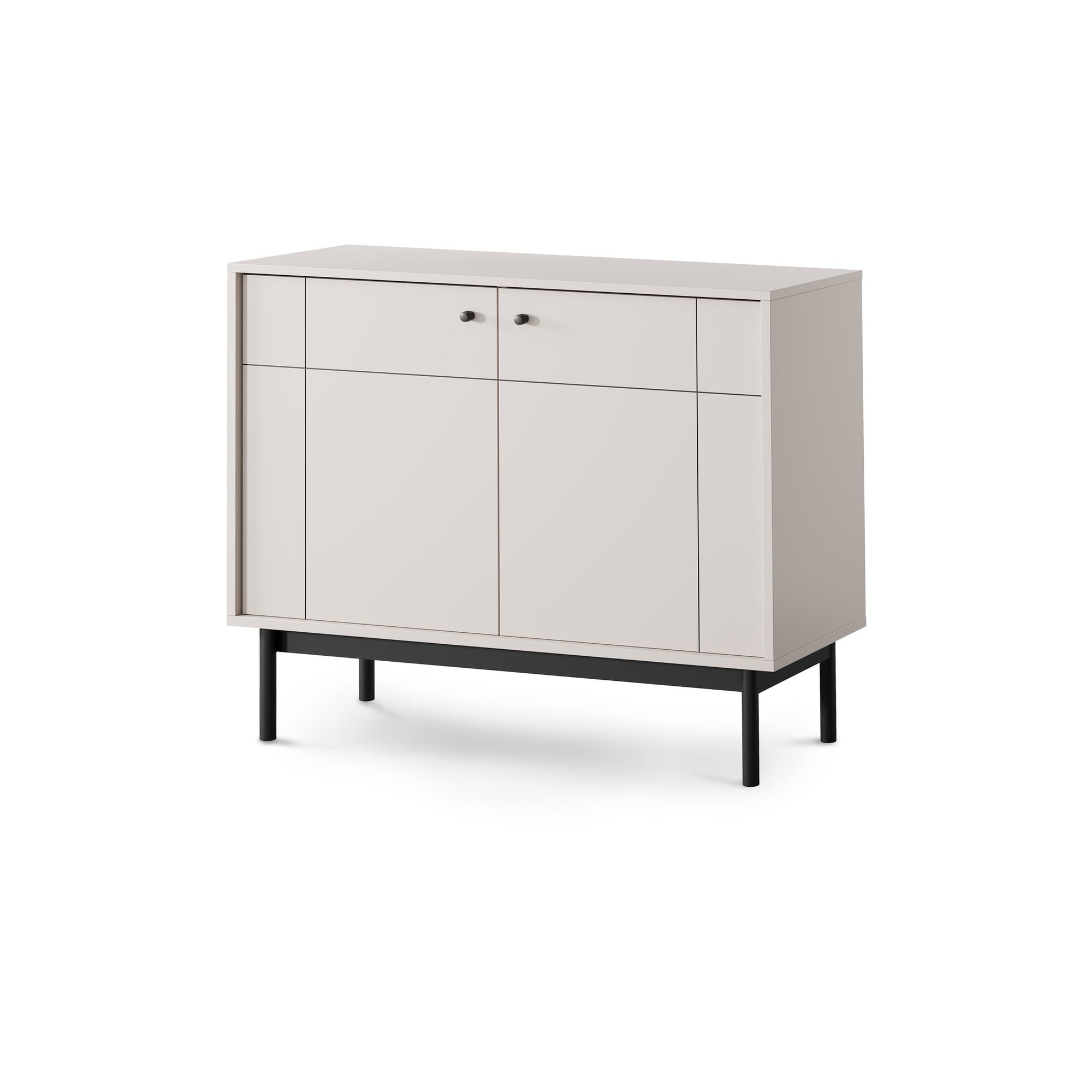 Komoda 104x84 w stylu japandi - frezowane fronty, cichy domyk, drewniane nogi | Sabi Kaszmir