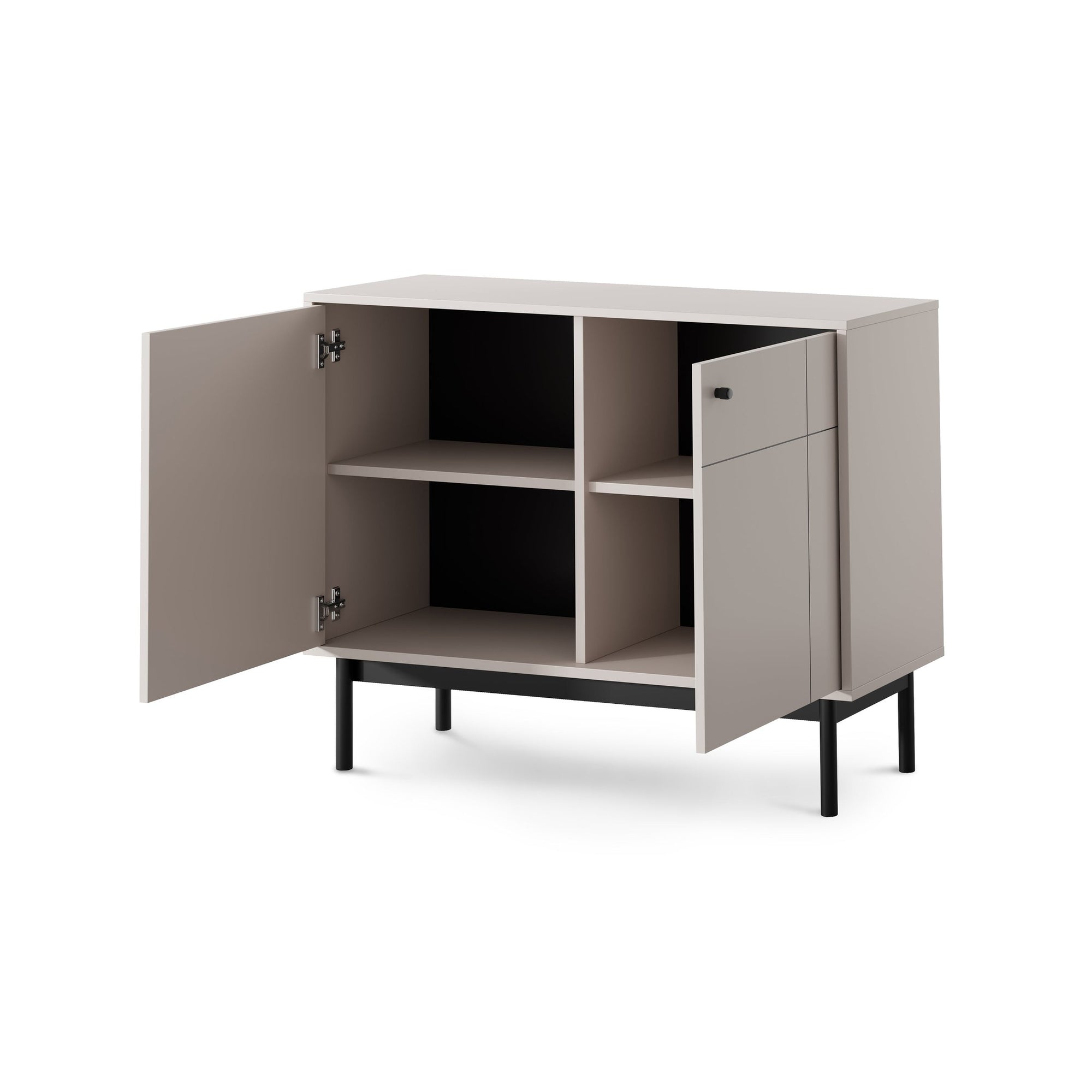 Komoda 104x84 w stylu japandi - frezowane fronty, cichy domyk, drewniane nogi | Sabi