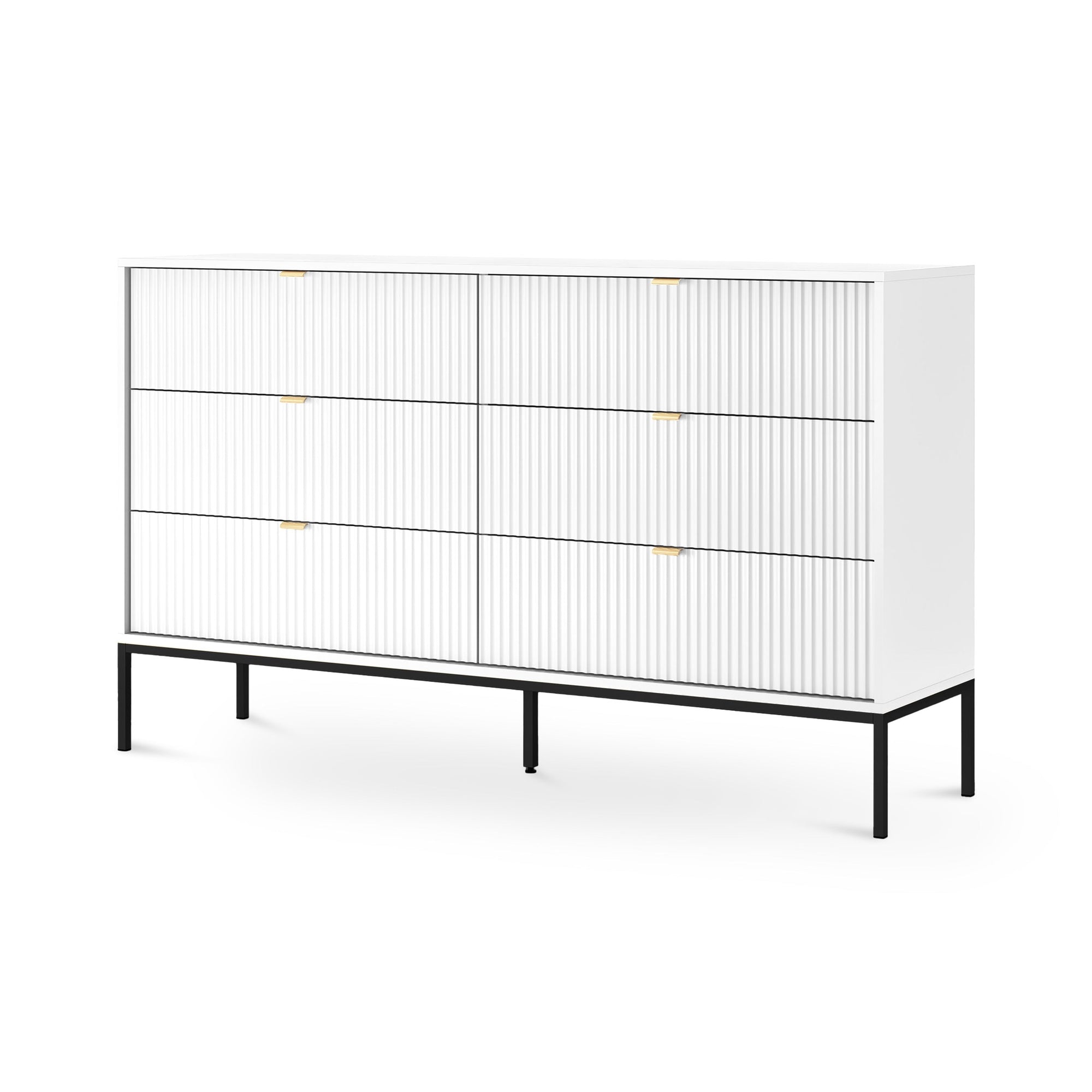 Komoda szufladami 154x91 w stylu glamour - cichy domyk, wysokie nóżki | Roza Biały Czarny