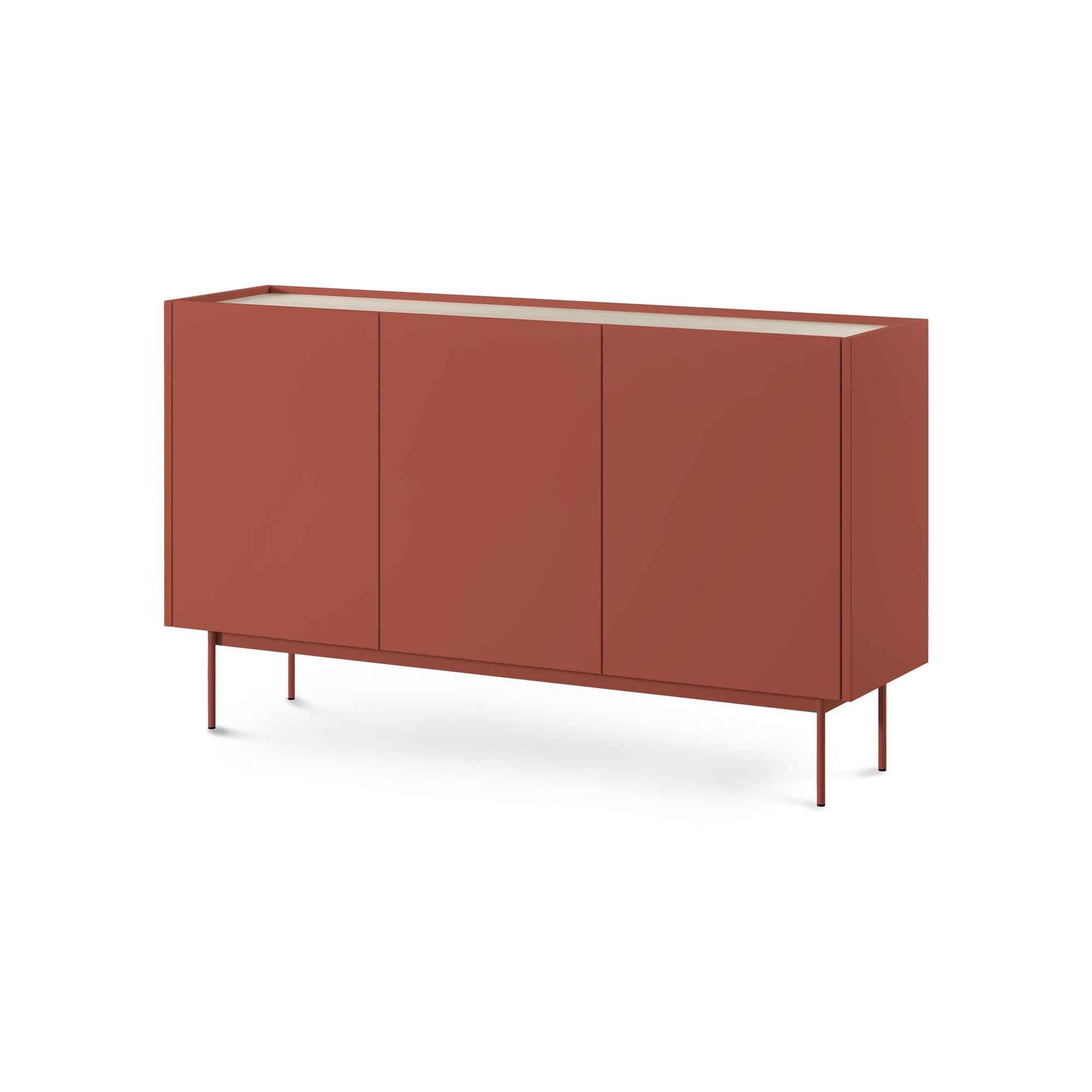 Komoda 144x83 w stylu nowoczesnym - bezuchwytowe fronty, cichy domyk, metalowe nogi | Bema Ceramic Red
