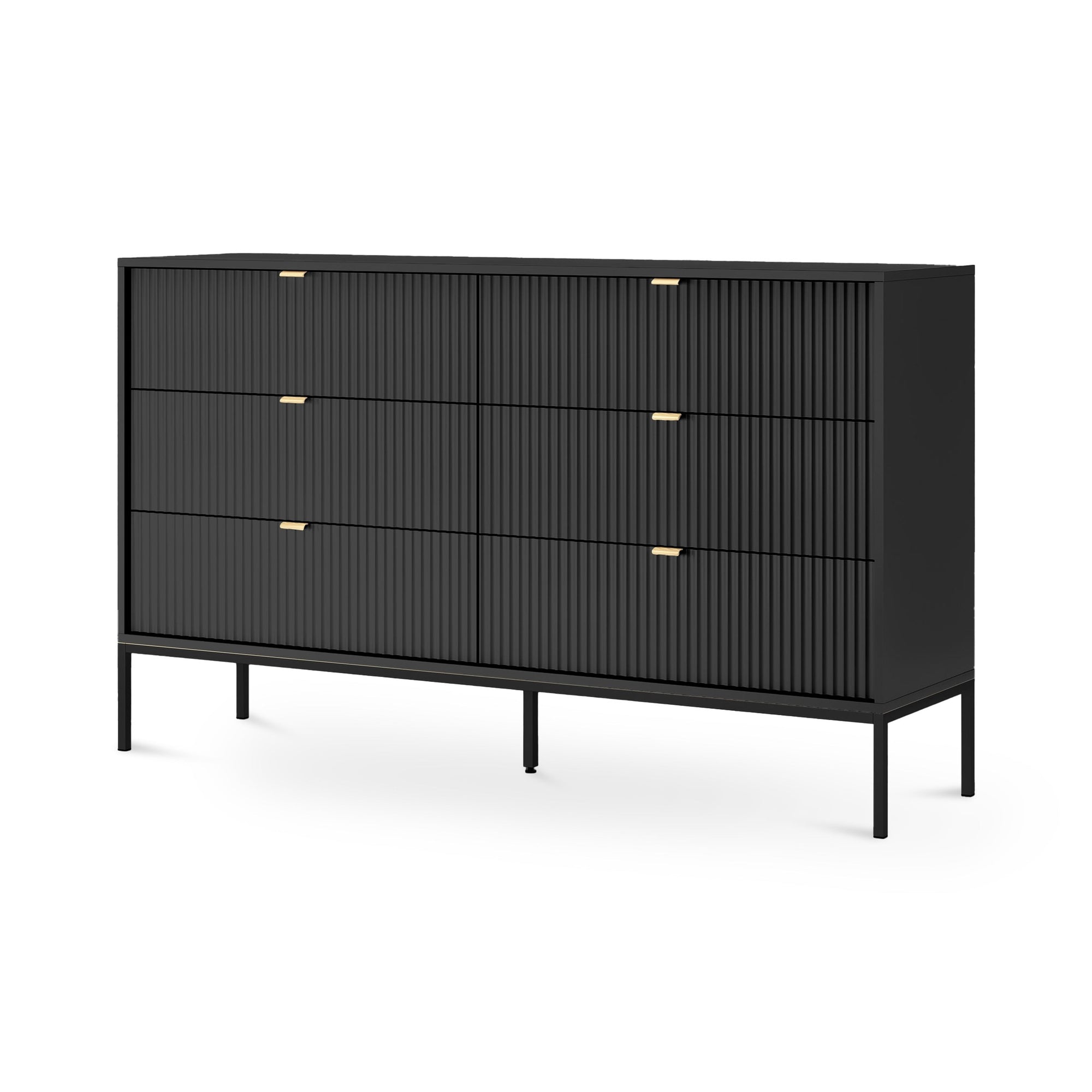 Komoda szufladami 154x91 w stylu glamour - cichy domyk, wysokie nóżki | Roza Czarny Czarny