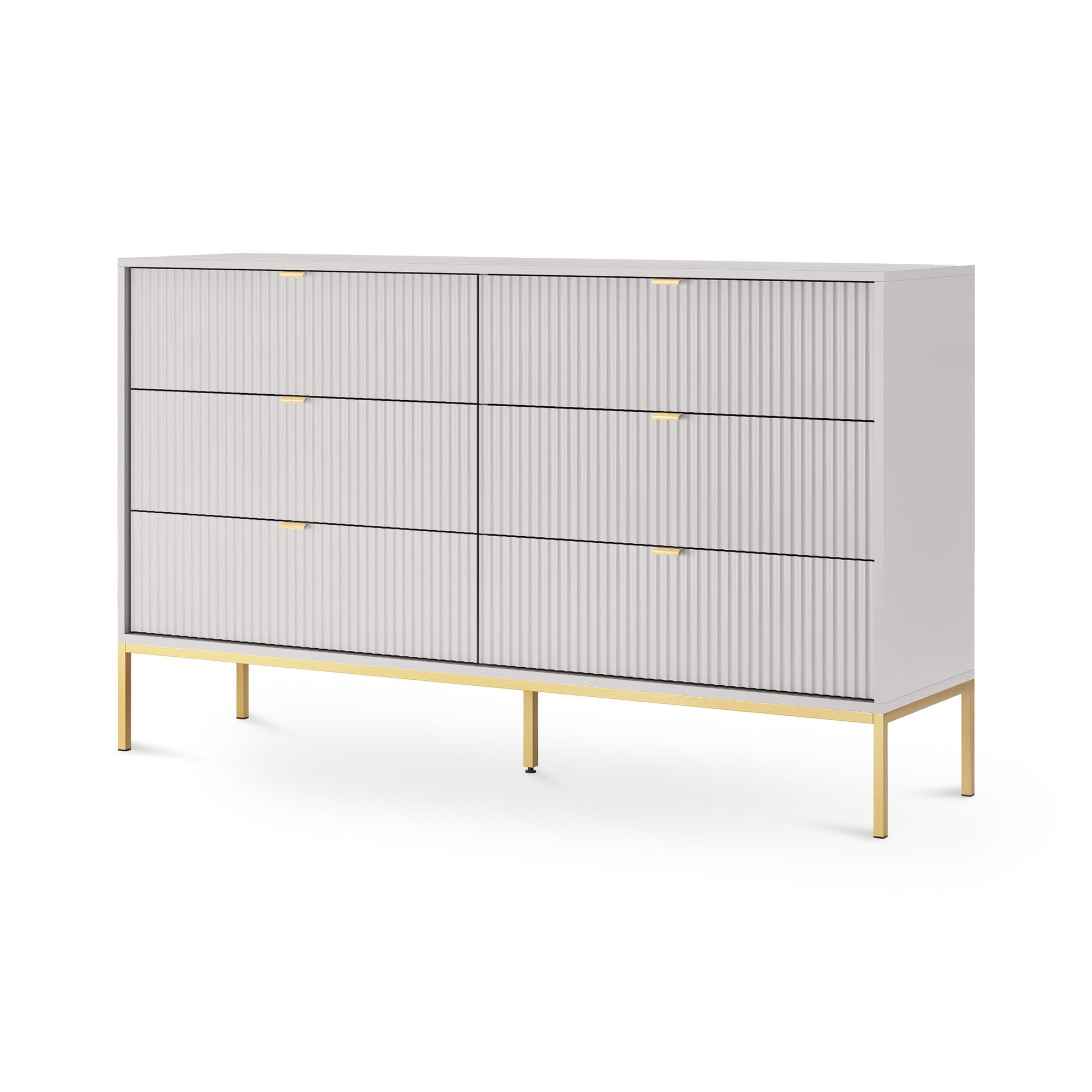 Komoda szufladami 154x91 w stylu glamour - cichy domyk, wysokie nóżki | Roza Szary Złota
