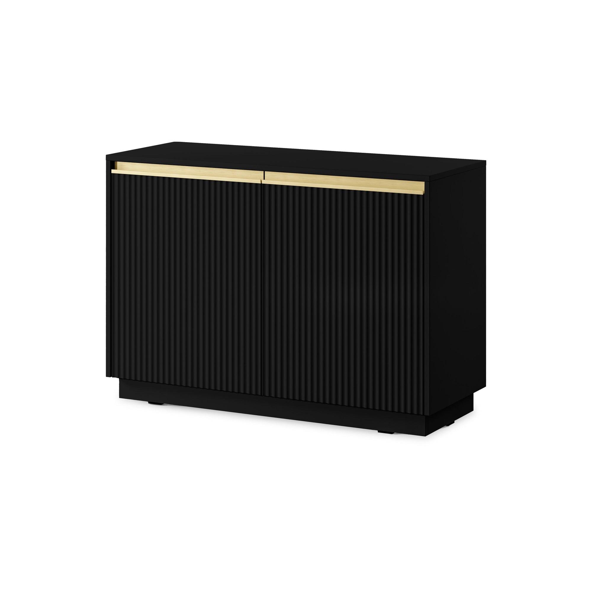 Komoda 104x72 w stylu nowoczesnym - frezowane fronty MDF, złote uchwyty, kompaktowa forma | Westa Czarny