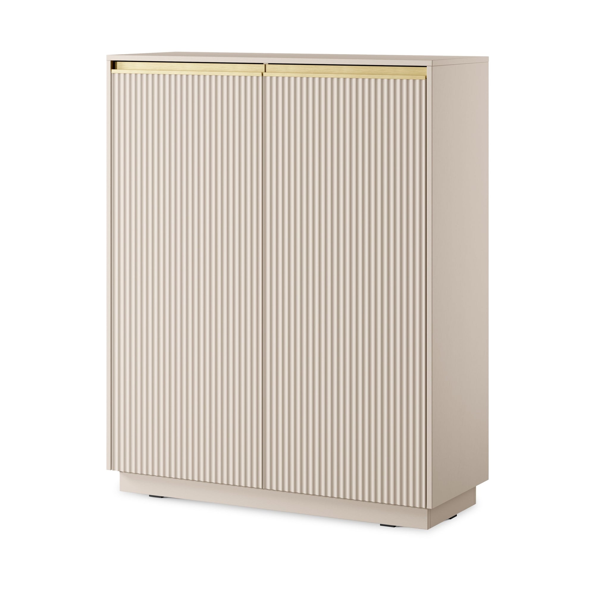 Komoda 104x127 w stylu nowoczesnym - frezowane fronty MDF, złote uchwyty, wysoka zabudowa | Westa Beżowy
