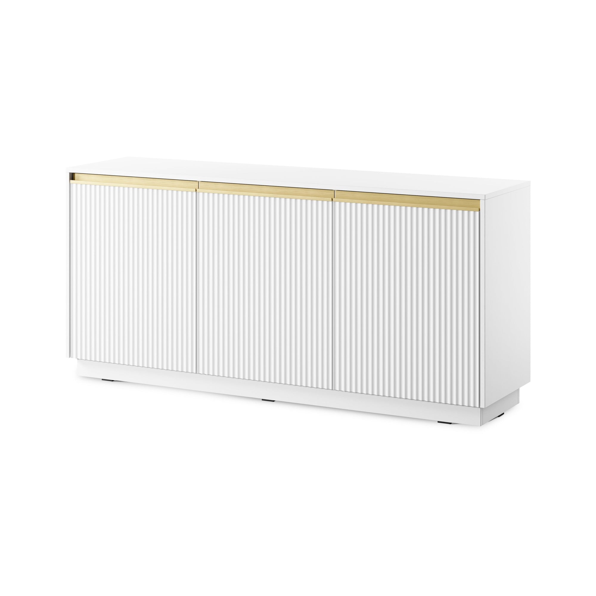 Komoda 154x72 w stylu nowoczesnym - frezowane fronty MDF, złote uchwyty, cichy domyk | Westa Białe