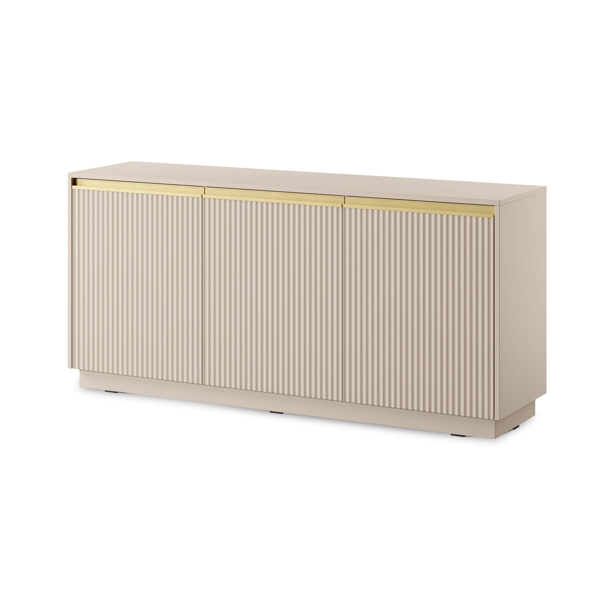 Komoda 154x72 w stylu nowoczesnym - frezowane fronty MDF, złote uchwyty, cichy domyk | Westa Beżowy