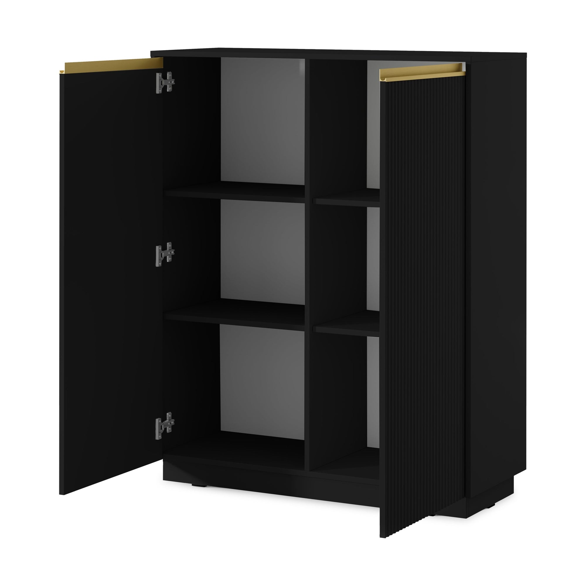 Komoda 104x127 w stylu nowoczesnym - frezowane fronty MDF, złote uchwyty, wysoka zabudowa | Westa