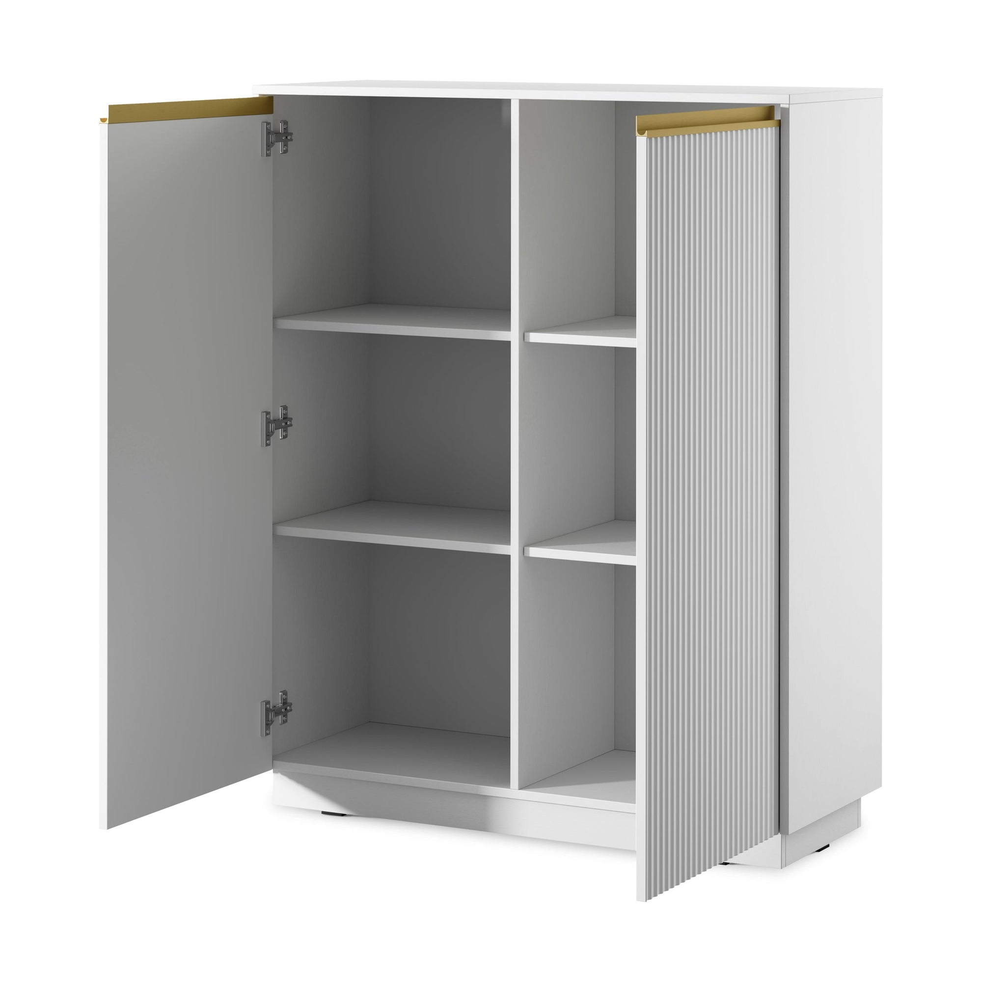 Komoda 104x127 w stylu nowoczesnym - frezowane fronty MDF, złote uchwyty, wysoka zabudowa | Westa