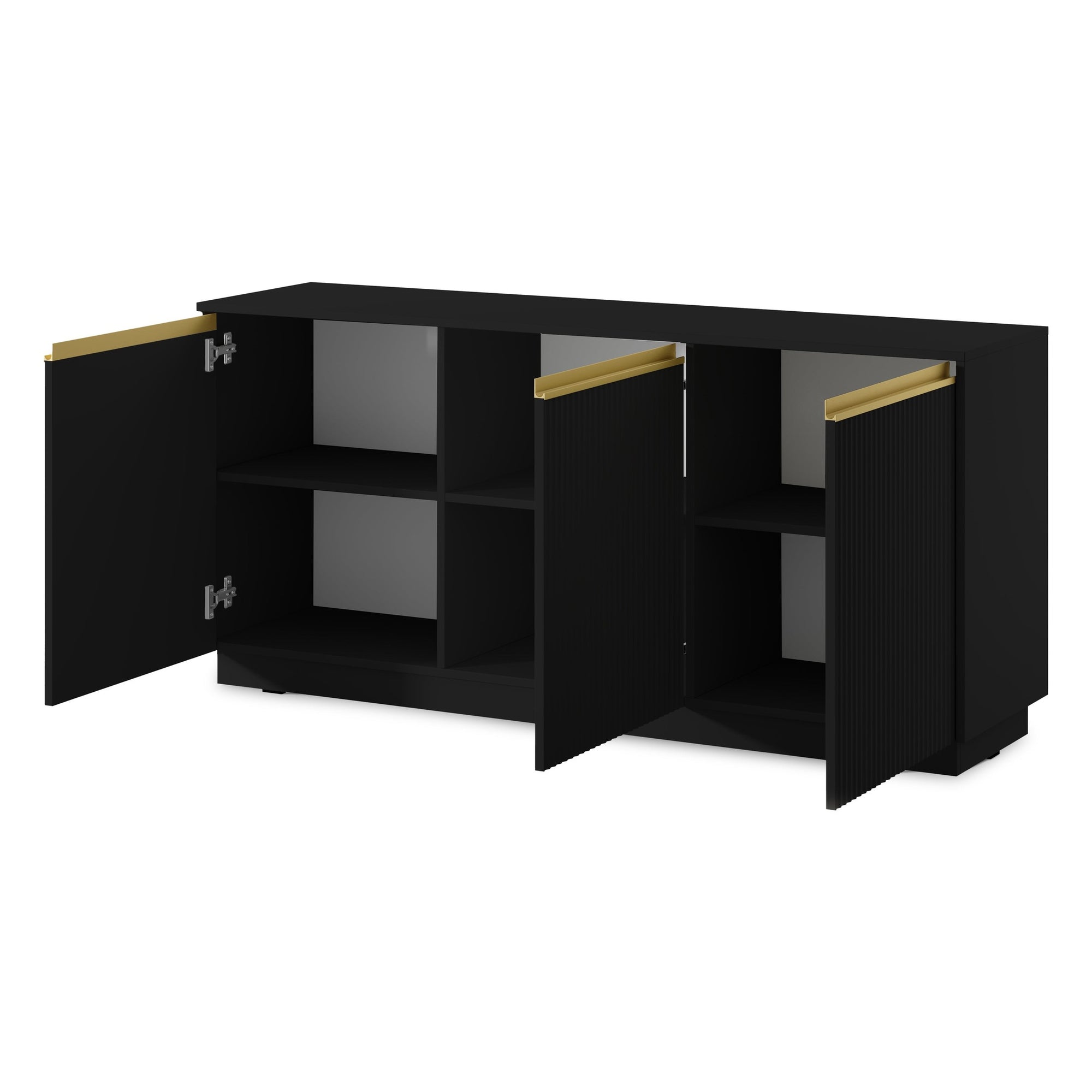 Komoda 154x72 w stylu nowoczesnym - frezowane fronty MDF, złote uchwyty, cichy domyk | Westa