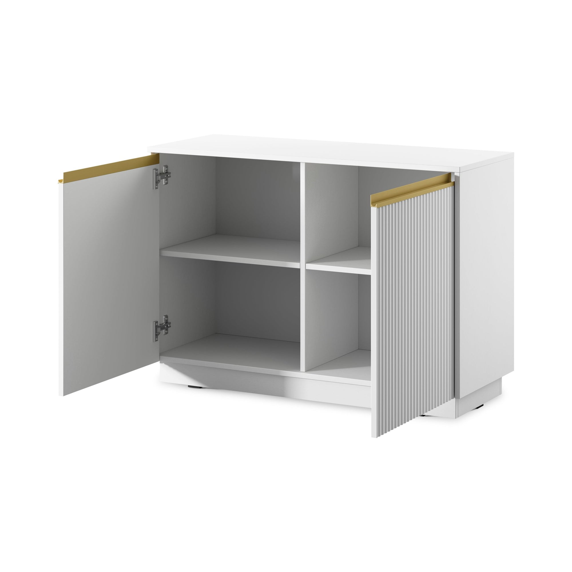 Komoda 104x72 w stylu nowoczesnym - frezowane fronty MDF, złote uchwyty, kompaktowa forma | Westa