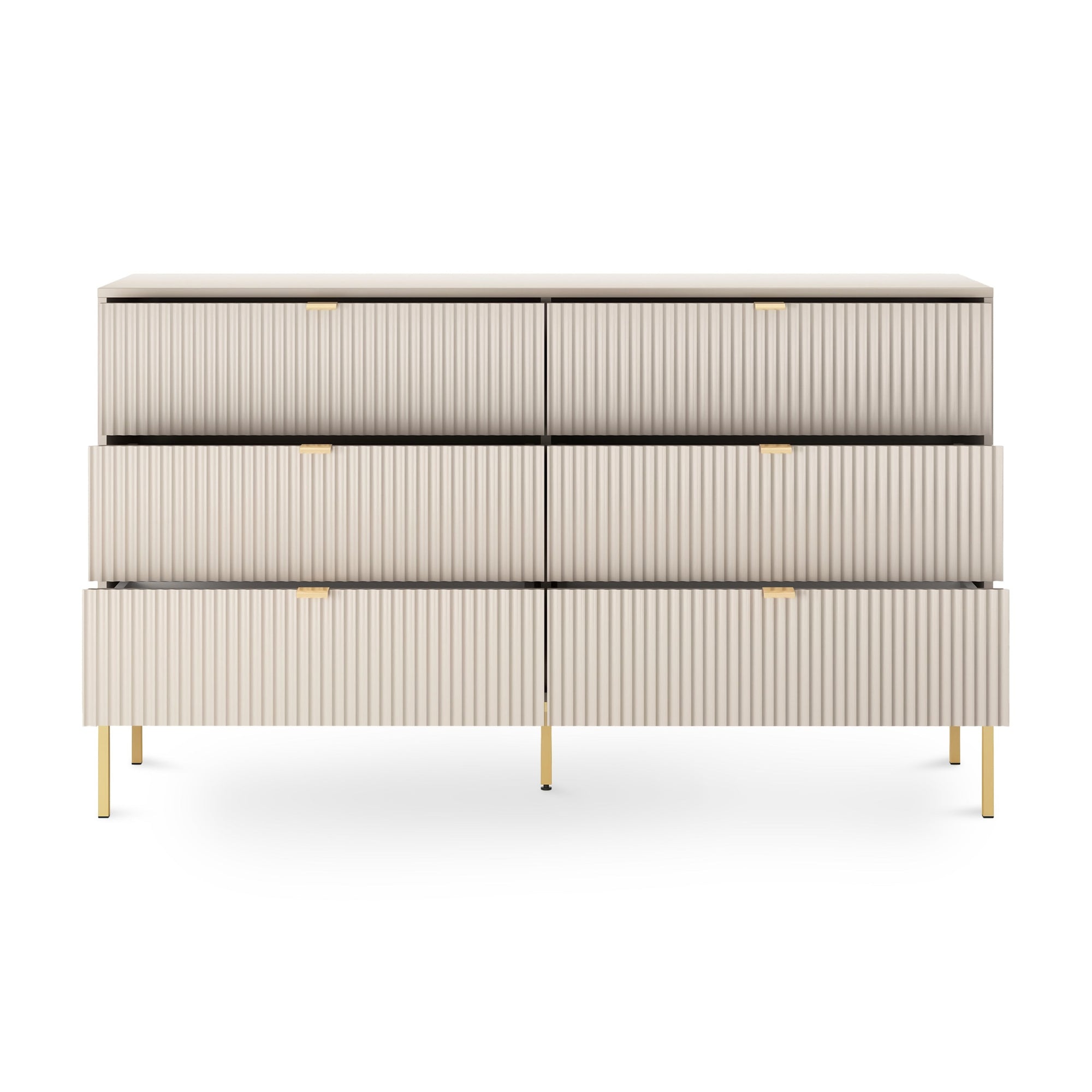 Komoda szufladami 154x91 w stylu glamour - cichy domyk, wysokie nóżki | Roza