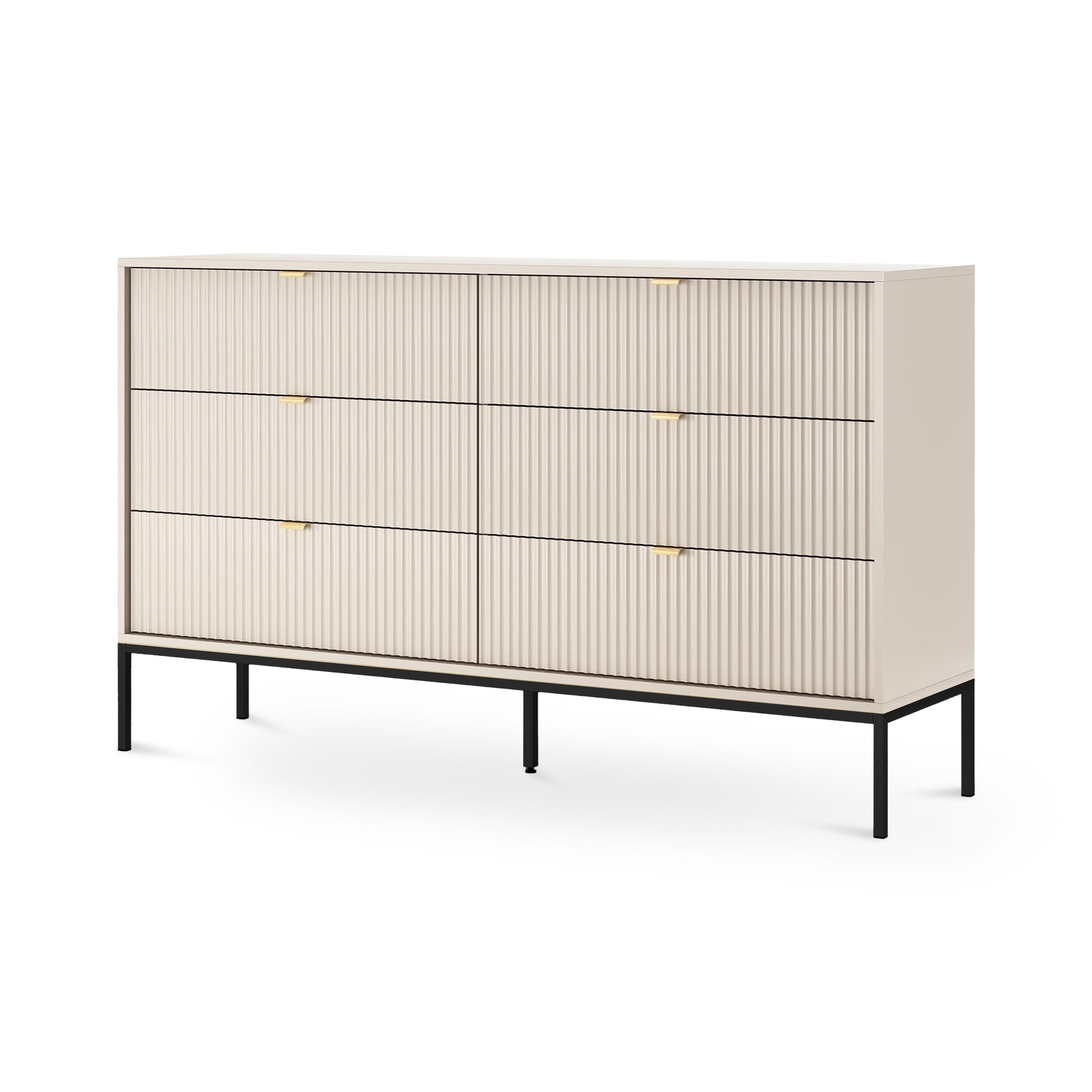 Komoda szufladami 154x91 w stylu glamour - cichy domyk, wysokie nóżki | Roza Kaszmir Czarny