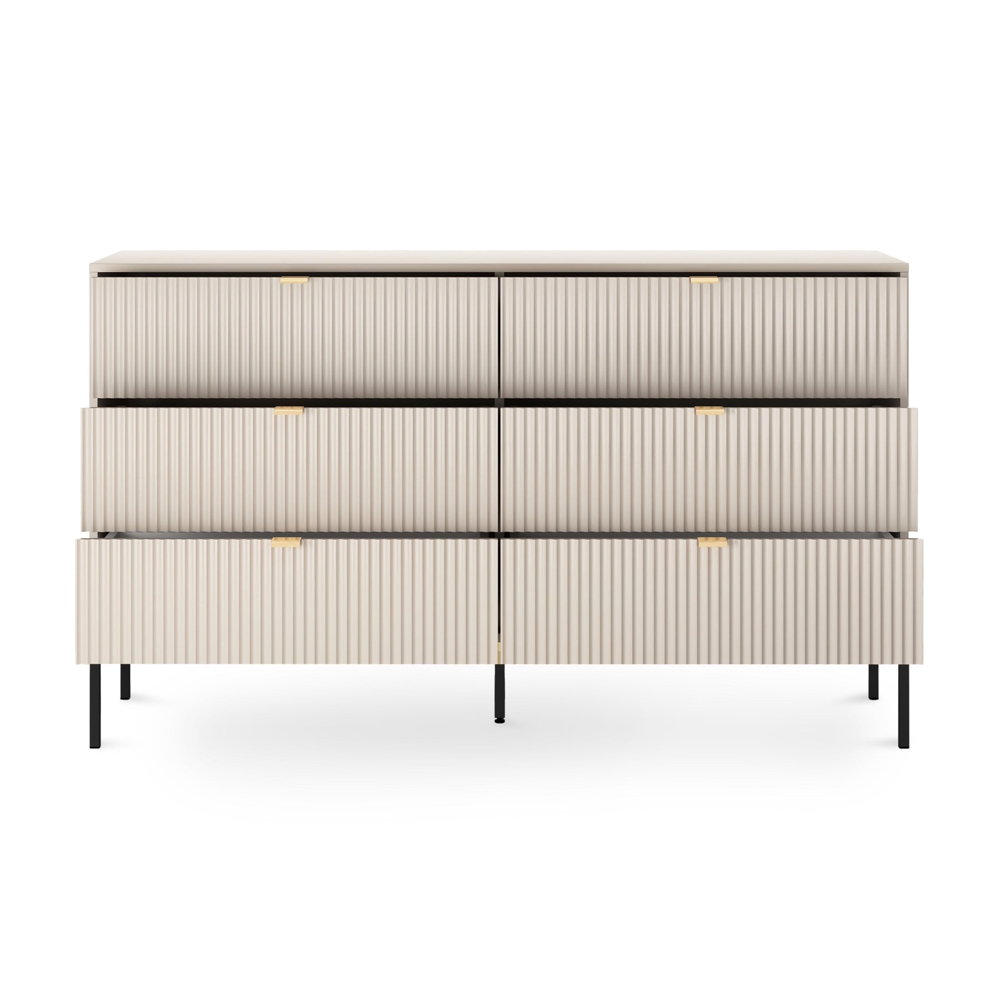 Komoda szufladami 154x91 w stylu glamour - cichy domyk, wysokie nóżki | Roza