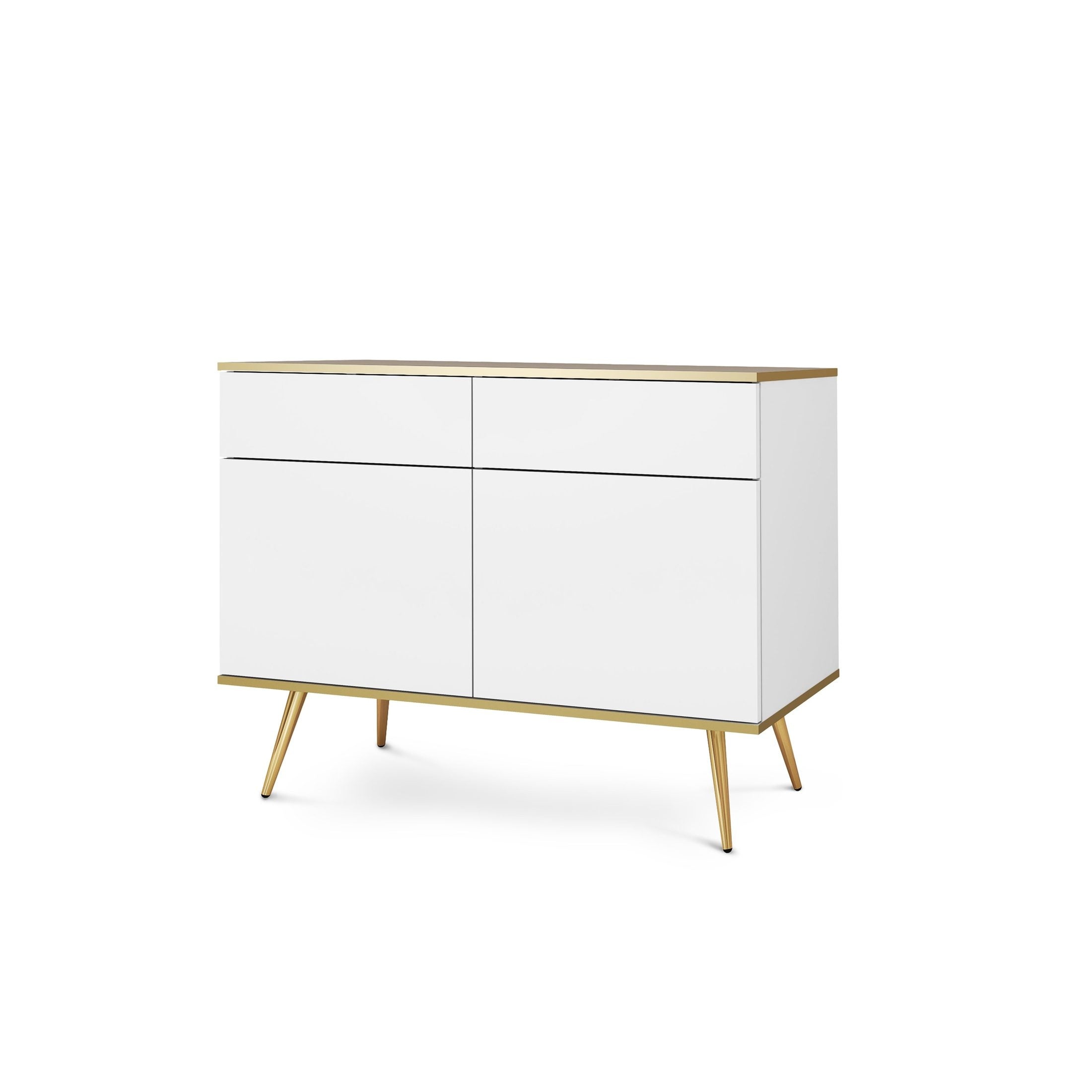 Komoda 107x85 w stylu glamour | Meva Biały Złota