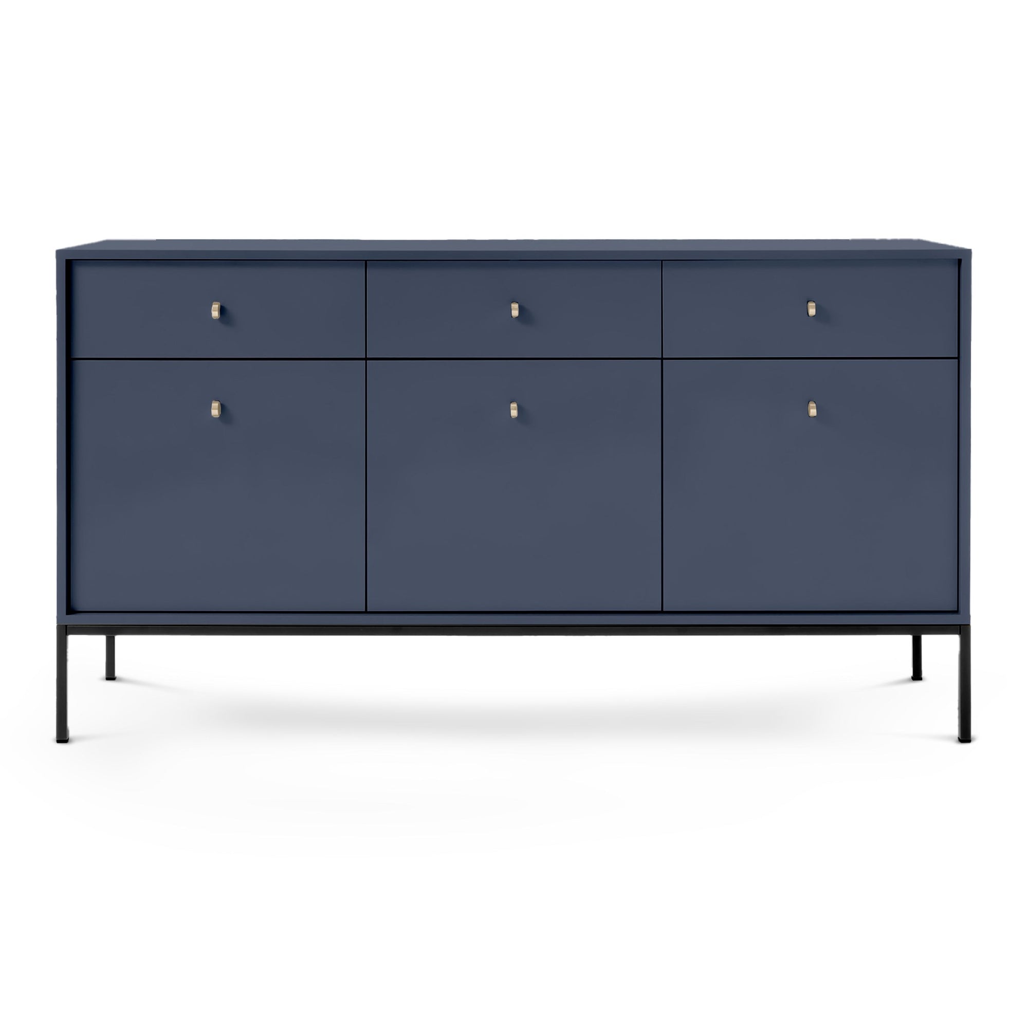 Komoda 154x84 w stylu vintage - szeroka zabudowa z miejscem do przechowywania, złote uchwyty | Kviat