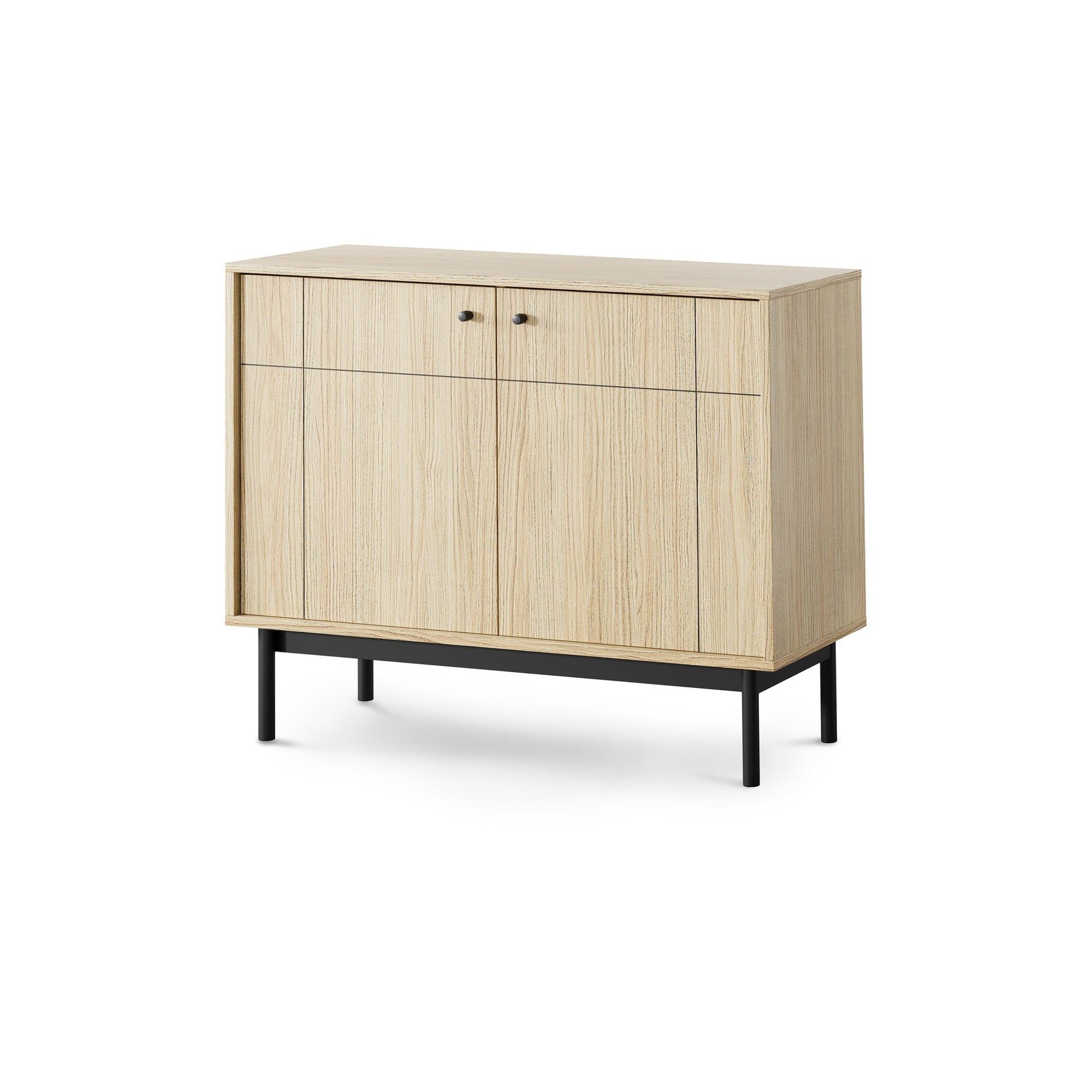 Komoda 104x84 w stylu japandi - frezowane fronty, cichy domyk, drewniane nogi | Sabi Dąb Linea