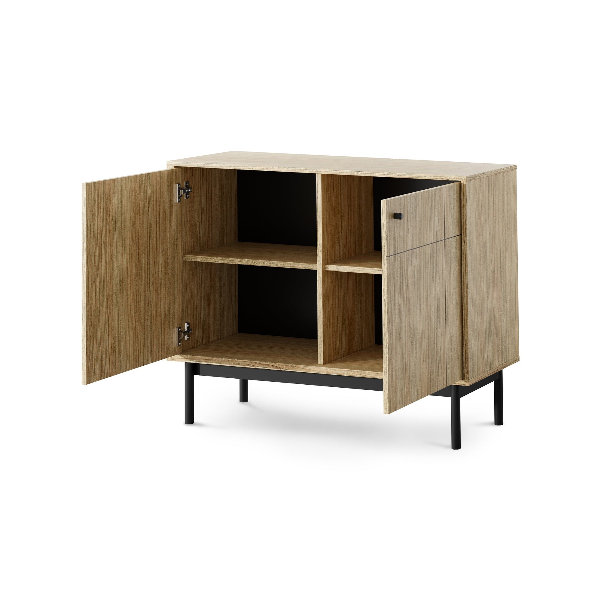 Komoda 104x84 w stylu japandi - frezowane fronty, cichy domyk, drewniane nogi | Sabi