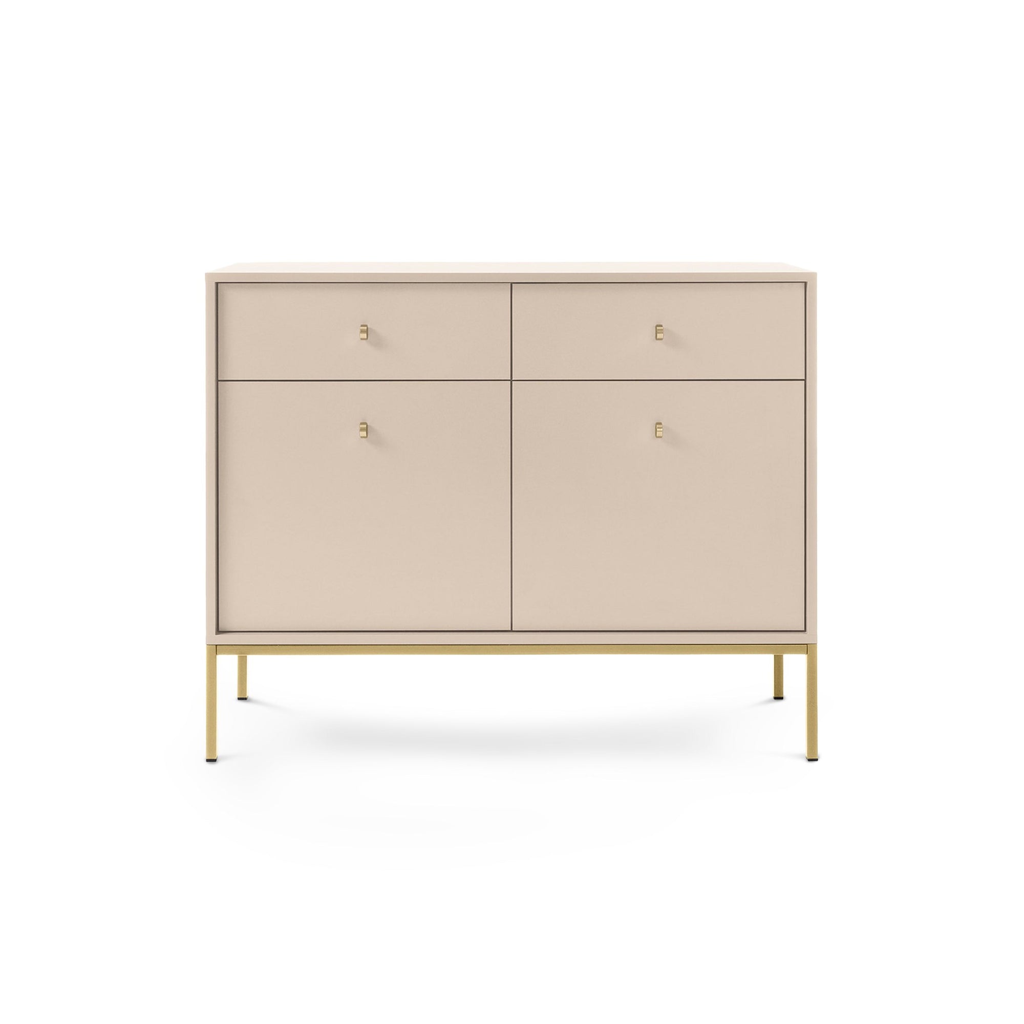 Komoda 104x84 w stylu vintage - szuflady z cichym domykiem, złote uchwyty, metalowa podstawa | Kviat