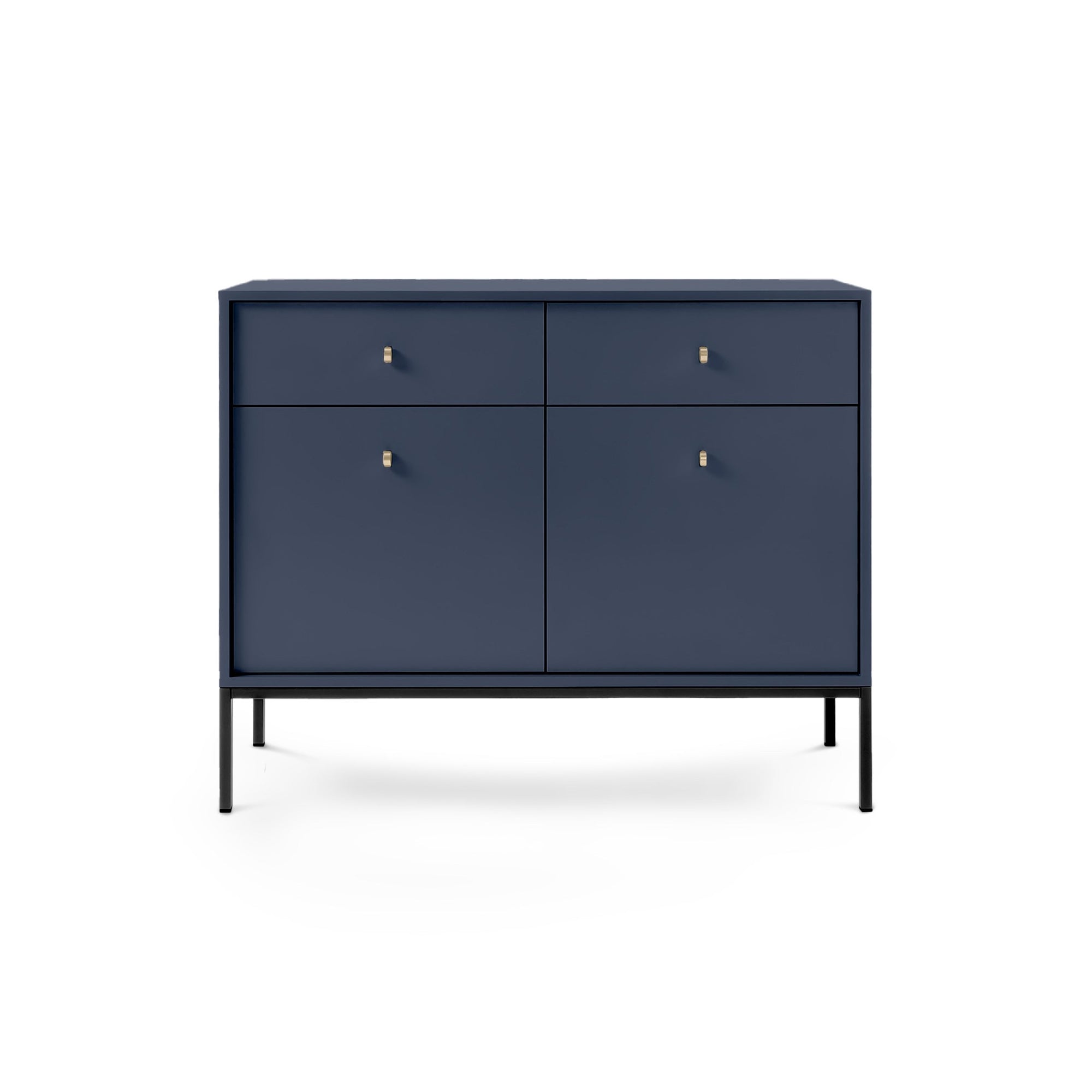 Komoda 104x84 w stylu vintage - szuflady z cichym domykiem, złote uchwyty, metalowa podstawa | Kviat