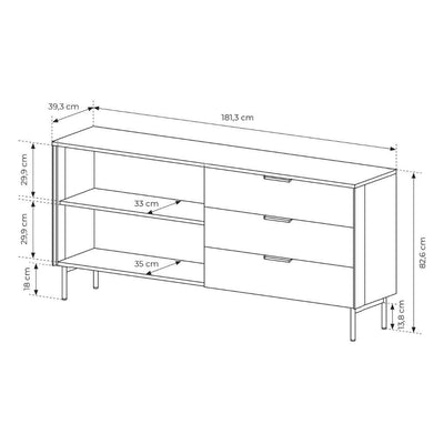 Komoda z drzwiami i szufladami 181x83 w stylu nowoczesnym | Lummer