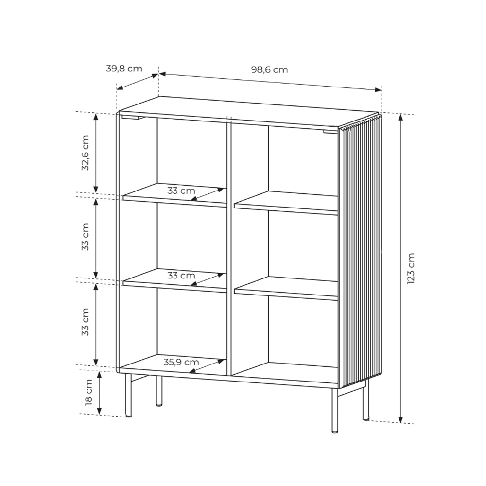 Komoda wysoka z drzwiami 99x123 w stylu nowoczesnym - kaszmir, push-to-open, ryflowane fronty | MuzZI