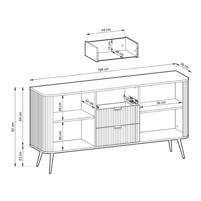 Komoda z drzwiami i szufladami 168x87 w stylu nowoczesnym | Eva