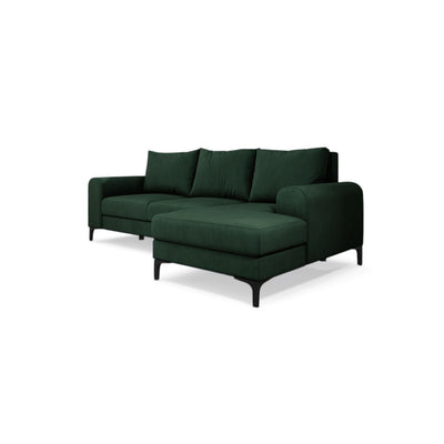 Narożnik Arpelo 245x145 prawostronny Leśny Mech (MANILA 35) na czarnych nóżkach – nowoczesny narożnik w stylu boho
