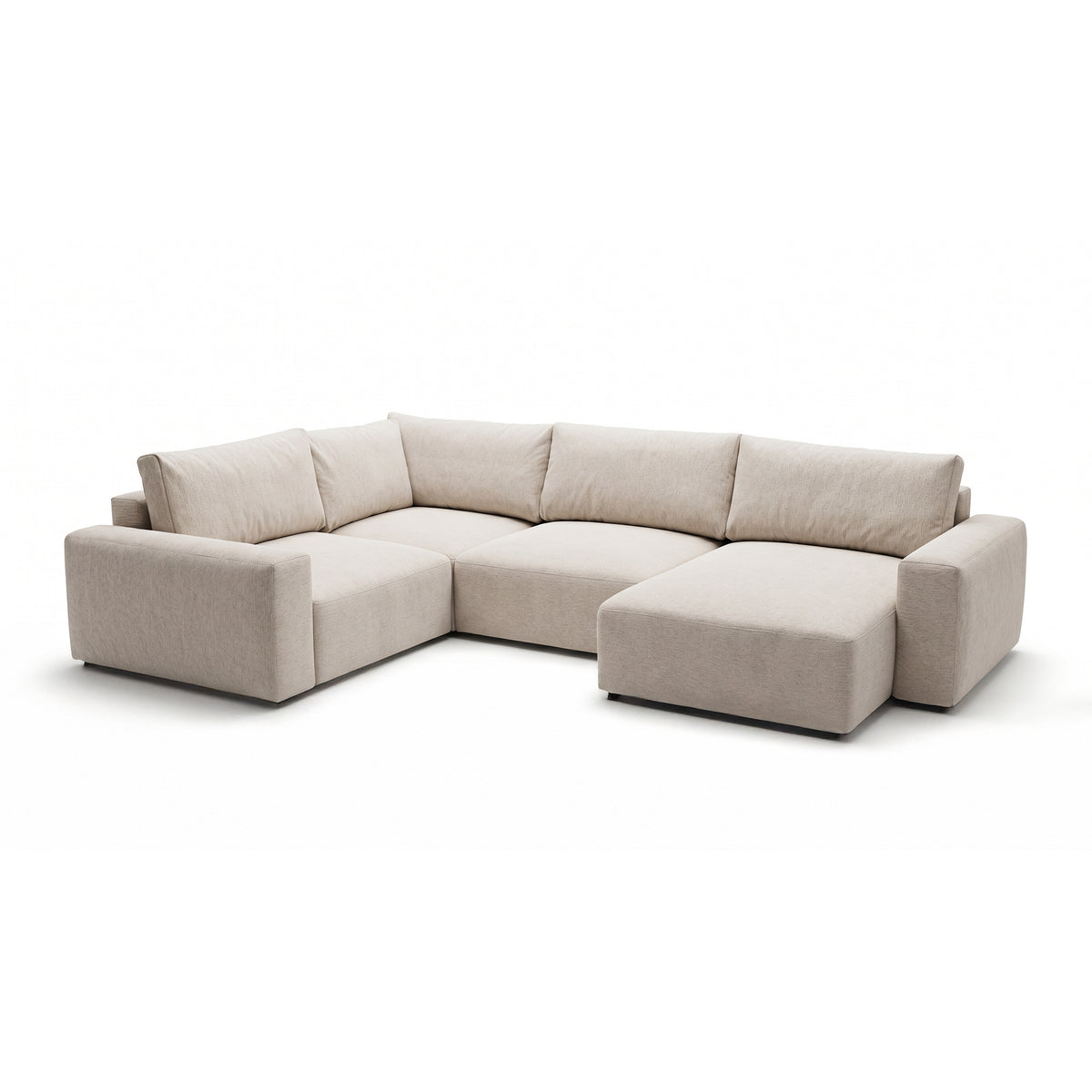 Narożnik modułowy UL Iskeli Plus 341 cm Kremowy Taupe (ARAGON 03) prawostronny z ukosa – narożnik z dwoma pojemnikami
