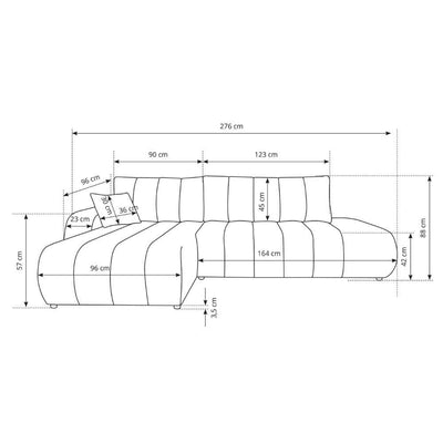 Narożnik z funkcją spania DL 276 cm w stylu nowoczesny | BALOA