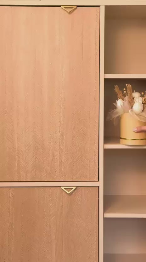 Regał 80x160 z półkami i szafkami w stylu japandi | Mandala
