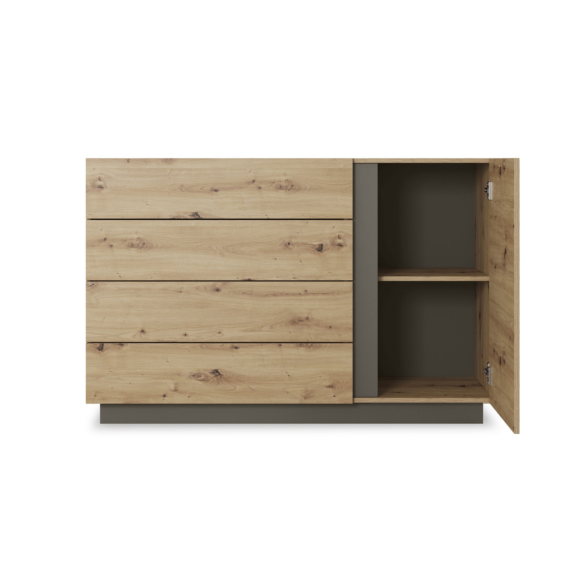 Komoda 138x91 w stylu minimalistycznym - push-to-open, cichy domyk, 4 szuflady | Armelia