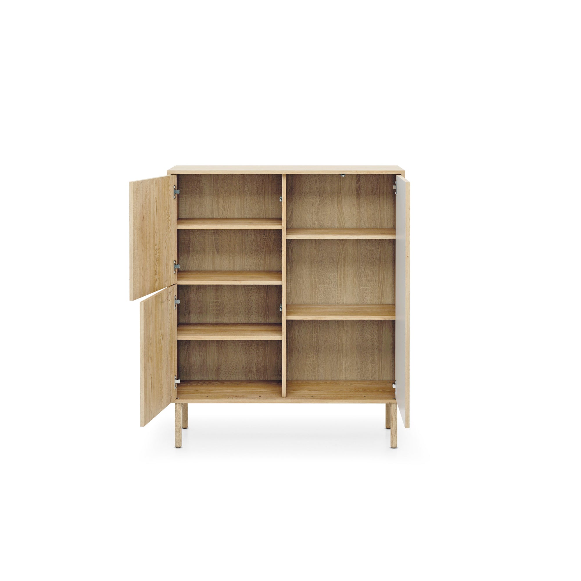 Komoda 3-drzwiowa 104x122 w stylu japandi - dąb cremona, push-to-open, drewniane nogi | Viola