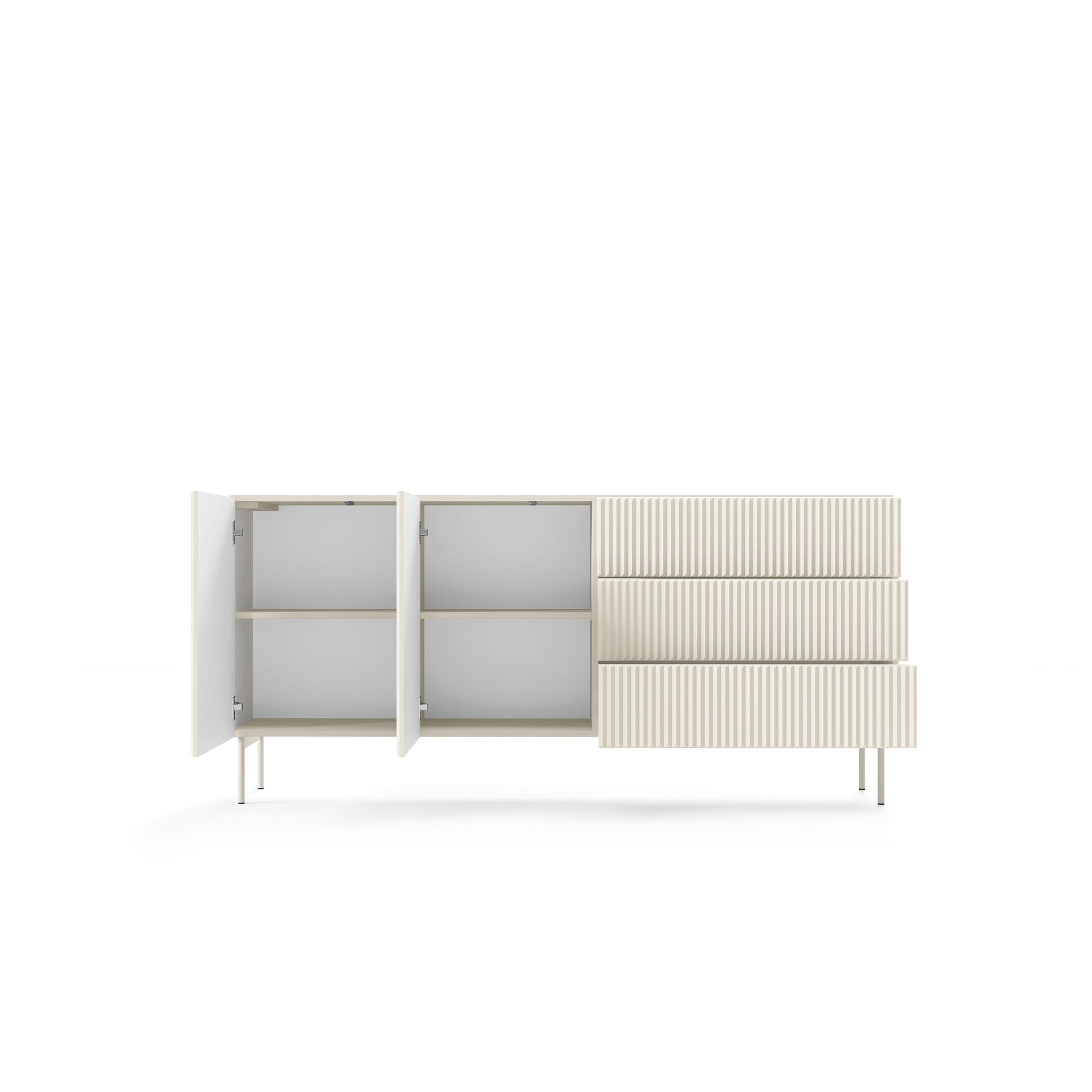 Komoda z drzwiami i szufladami 177x81 w stylu nowoczesnym - kaszmir, push-to-open, 3 szuflady | MuzZI