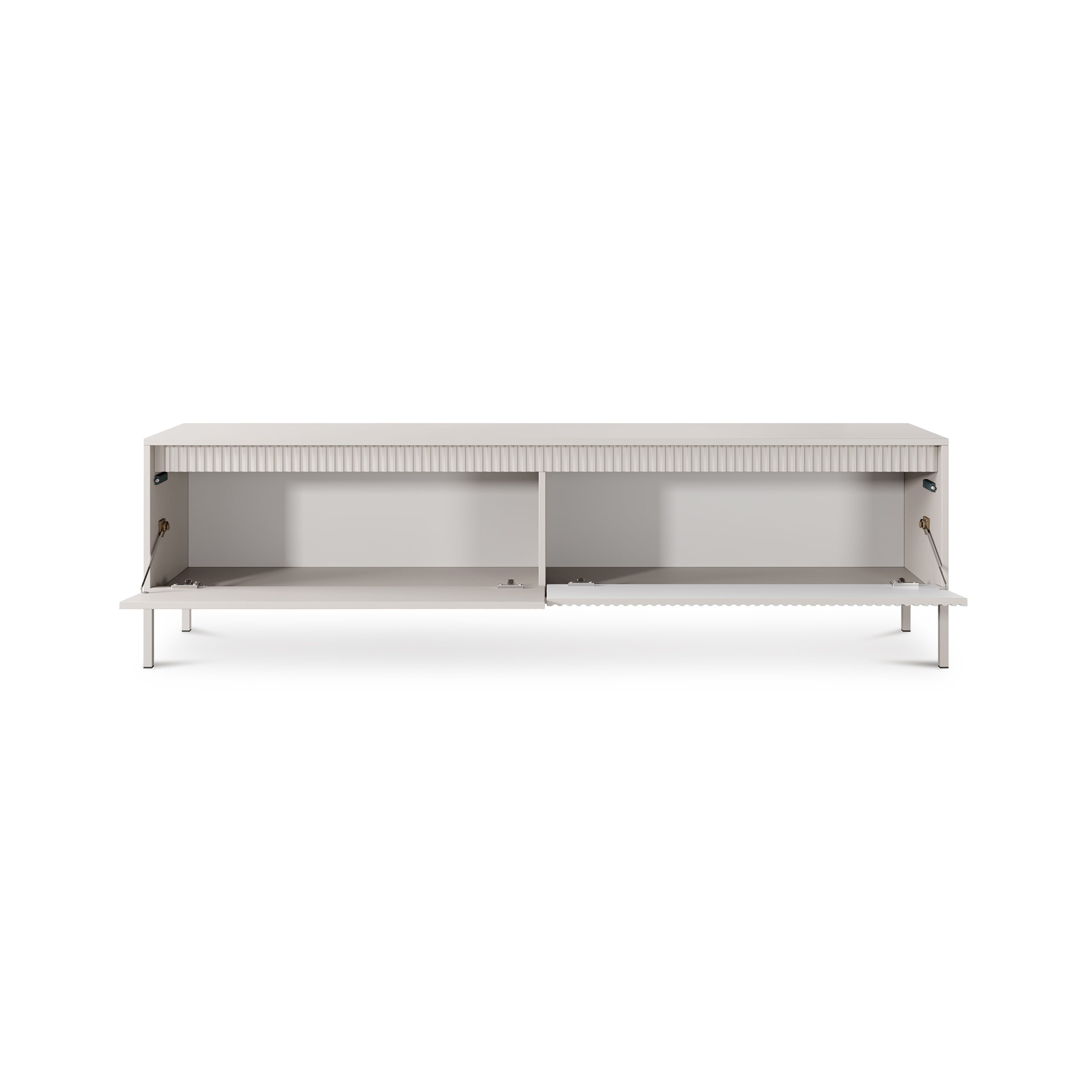 Szafka RTV 2-drzwiowa 187x53 w stylu japandi – ryflowane fronty, push-to-open | Senra