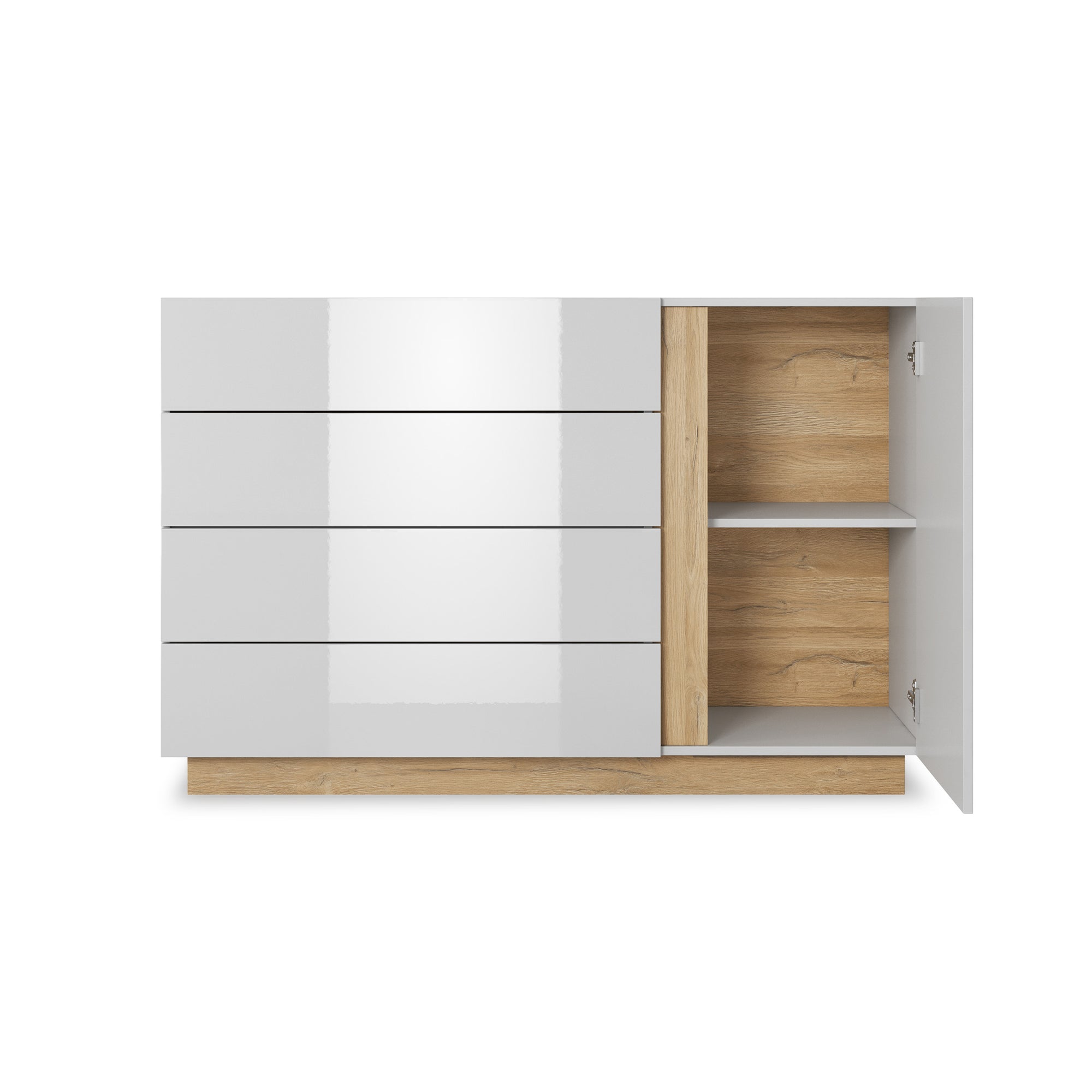 Komoda 138x91 w stylu minimalistycznym - push-to-open, cichy domyk, 4 szuflady | Armelia