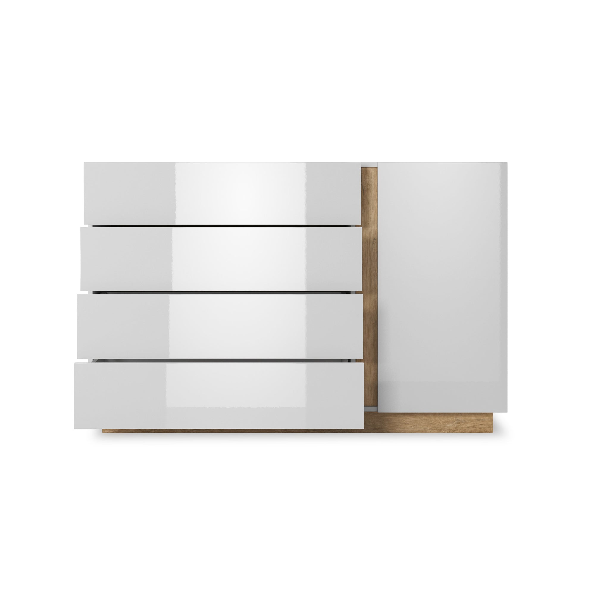 Komoda 138x91 w stylu minimalistycznym - push-to-open, cichy domyk, 4 szuflady | Armelia