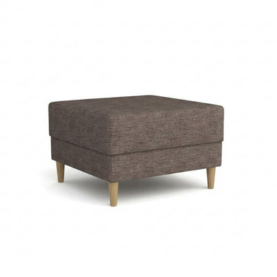 Pufa Harmi 66x66 Piaskowy Taupe (SAWANA 12) – tapicerowana pufa z tkaniny plecionki na bukowych nóżkach