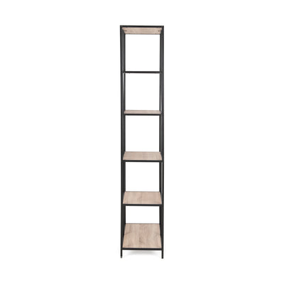 Regał Skeleto 77x185 Dąb Sonoma, widok z boku – smukły regał o głębokości 35 cm