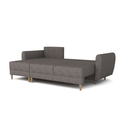 Rozłożony narożnik Harmi Srebrna Mgła (SAWANA 05) – powierzchnia spania 200 × 130 cm, mechanizm DL