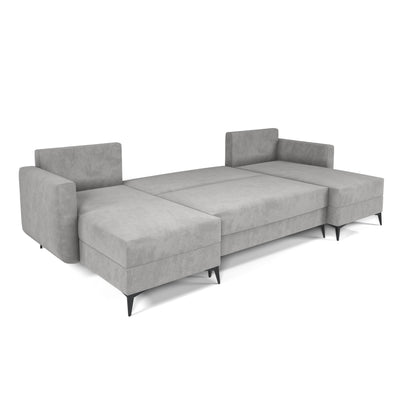 Rozłożony narożnik U Forra Stalowy Szary (MANILA 16) – powierzchnia spania 270 × 130 cm, mechanizm DL