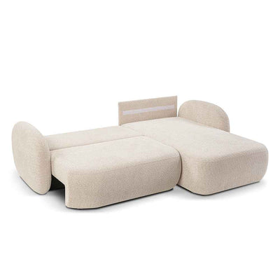 Narożnik 4-osobowy z funkcją spania w stylu minimalistycznym, tkanina Abriamo | OLEMO