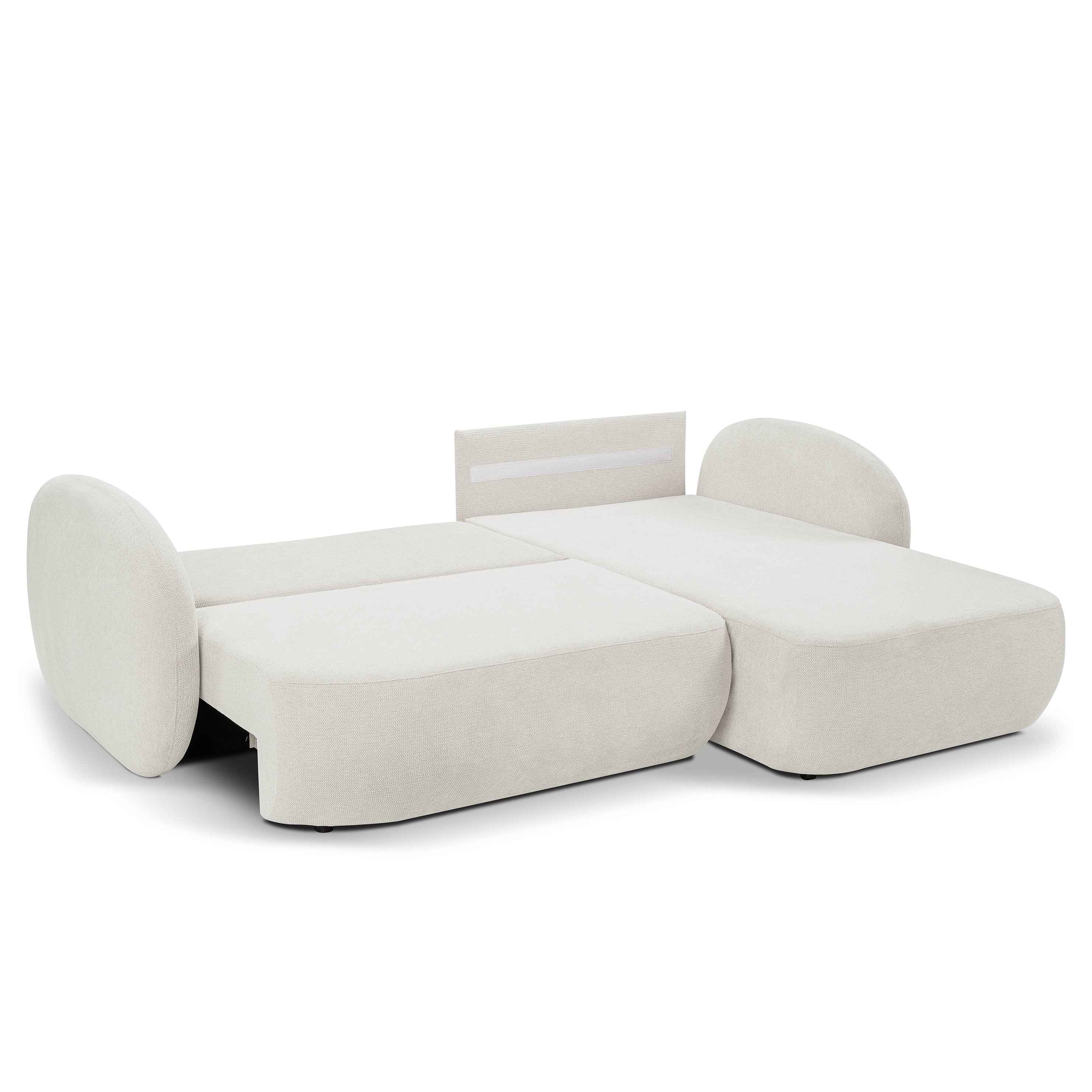 Narożnik z funkcją spania DL 248 cm w stylu nowoczesnym – tkanina Aragon, sprężyny bonell, pojemnik | OLEMO