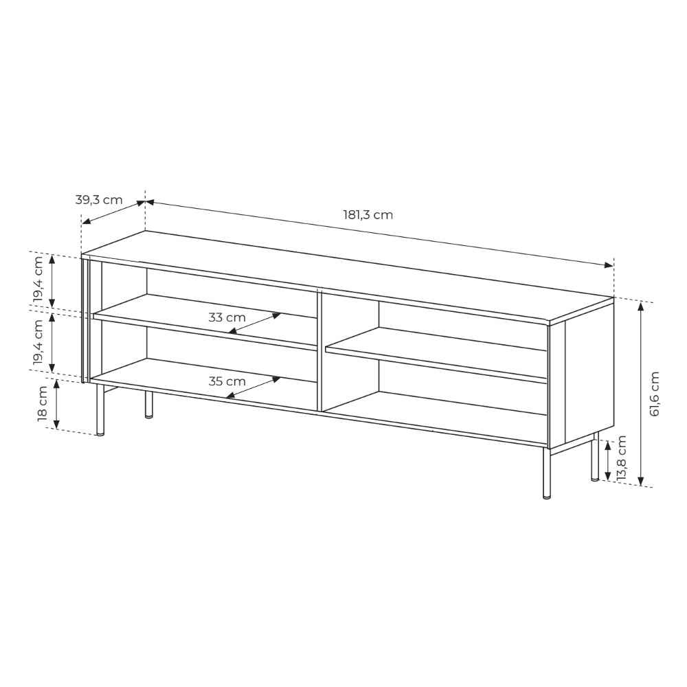 Szafka RTV 181x62 w stylu nowoczesnym | Lummer